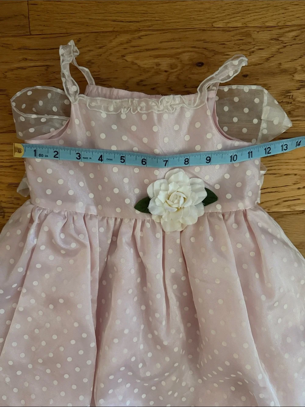4T - MARMELLATA -Vintage 80s Girls Pink Polka Dot Organza Party Dress Floral Bow